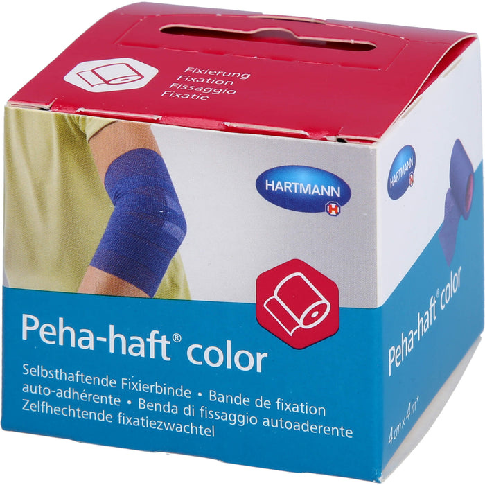 Peha-haft Color Fixierbinde latexfrei 4cmx4m blau, 1 St. Packung