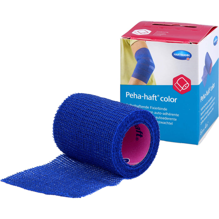 Peha-haft Color Fixierbinde latexfrei 6cmx4m blau, 1 St. Binde