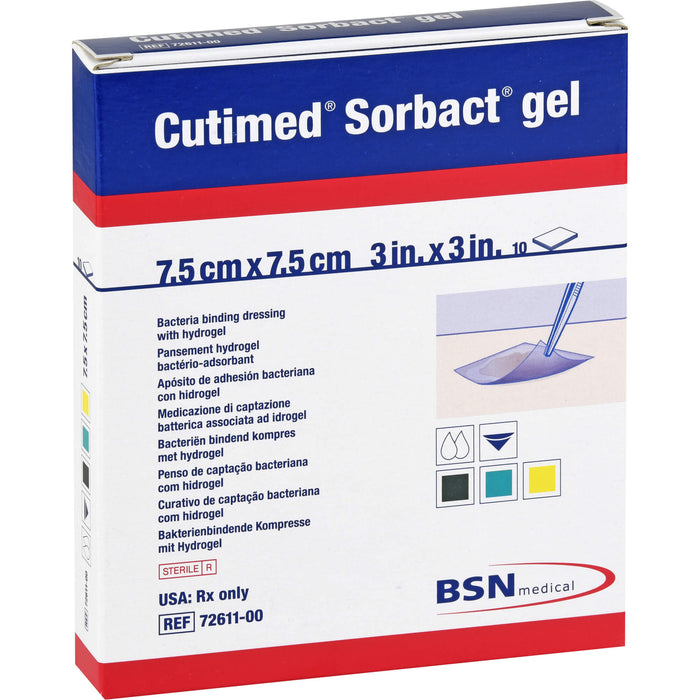 CUTIMED Sorbact Gel Kompressen 7,5x7,5cm, 10 St KOM