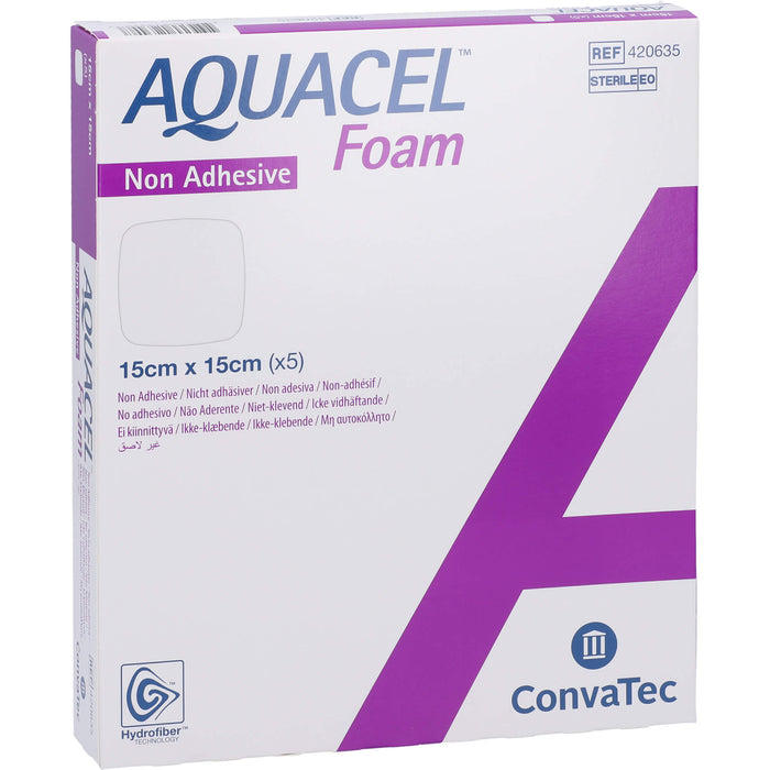 AQUACEL Foam nicht adhäsiv 15x15 cm Verband, 5 St VER