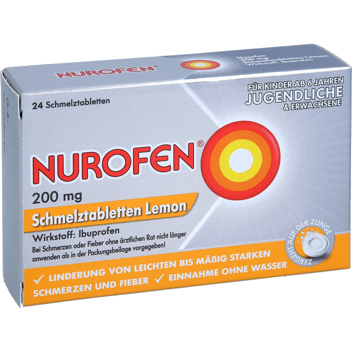 Nurofen Schmelztabletten Lemon bei Kopfschmerzen ab 6 Jahren 200mg, 24 St. Tabletten