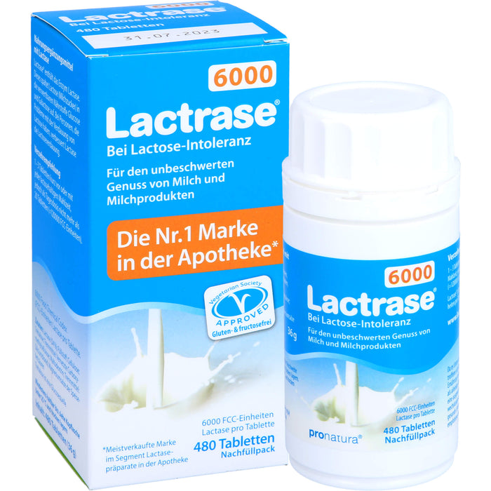 Lactrase 6000 bei Lactose-Intoleranz Tabletten Nachfüllpack, 480 St. Tabletten