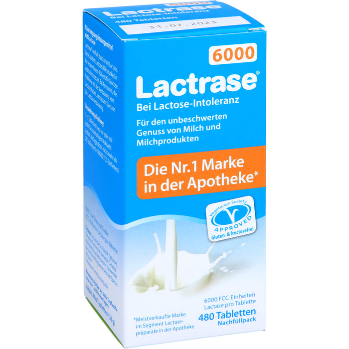 Lactrase 6000 bei Lactose-Intoleranz Tabletten Nachfüllpack, 480 St. Tabletten