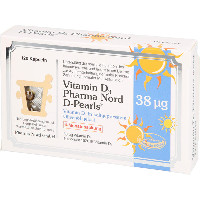 Vitamin D3 Pharma Nord D-Pearls 38 µg Kapseln, 120 St. Kapseln