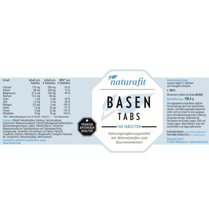 naturafit Basen Tabs Tabletten, 160 St. Tabletten