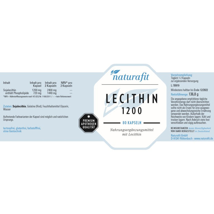 naturafit Lecithin 1200 Kapseln, 80 St. Kapseln