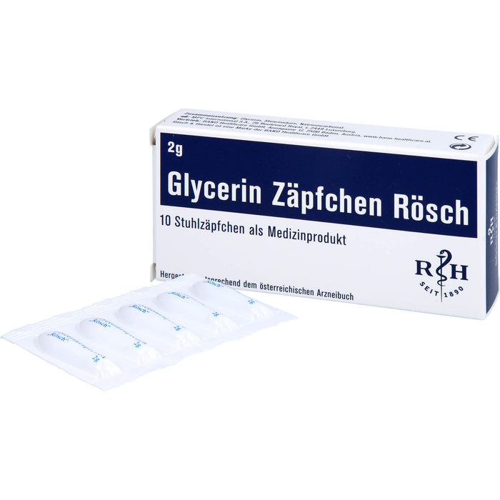 Glycerin Zäpfchen Rösch 1 g gegen Verstopfung, 10 St. Zäpfchen