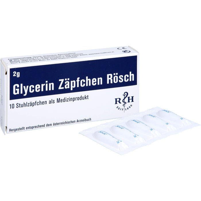 Glycerin Zäpfchen Rösch 1 g gegen Verstopfung, 10 St. Zäpfchen