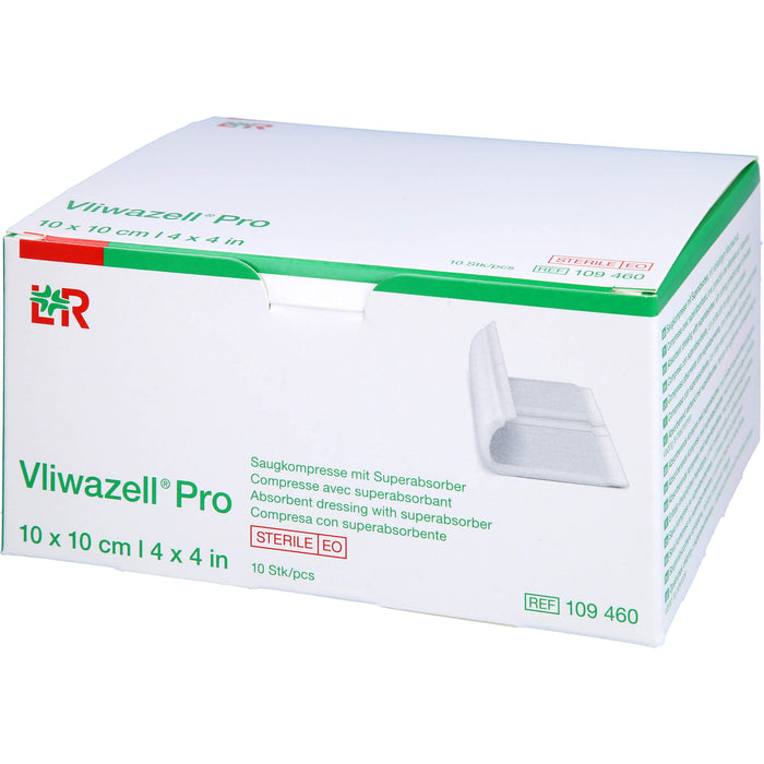 Vliwazell Pro superabsorb. steril 10x10 cm, 10 St KOM