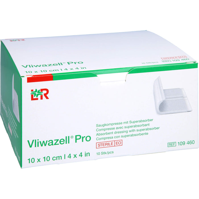 Vliwazell Pro superabsorb. steril 10x10 cm, 10 St KOM
