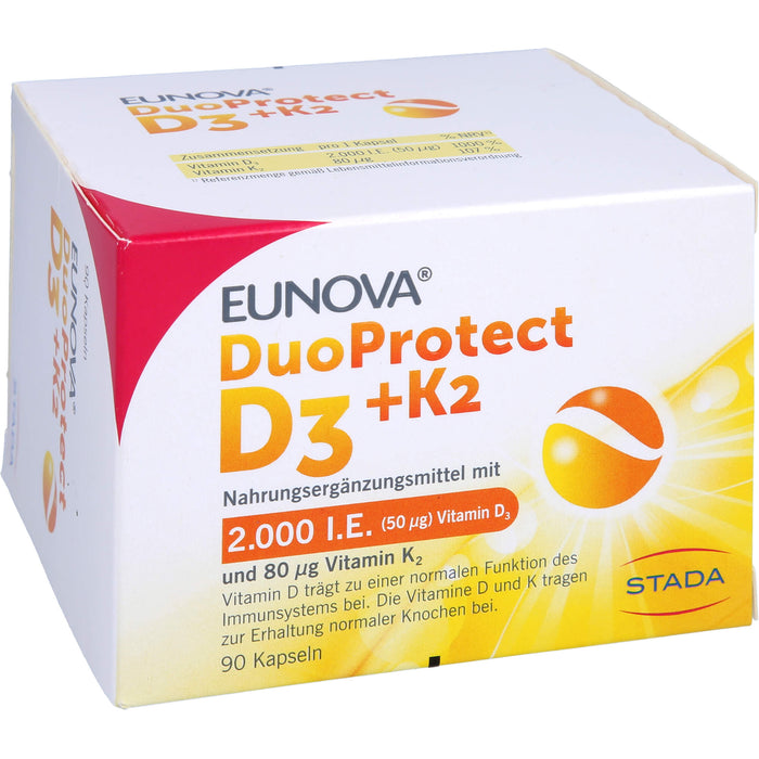 EUNOVA DuoProtect D3 + K2 Kapseln, 90 St. Kapseln