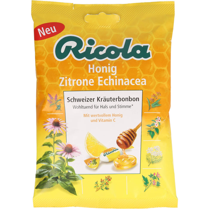 Ricola Echinacea Honig Zitrone Schweizer Kräuterbonbons, 75 g Bonbons