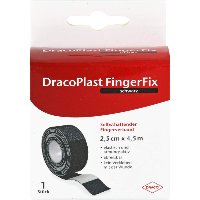 DracoPlast FingerFix 2,5 cm x 4,5 m selbsthaftender Fingerverband schwarz, 1 St. Pflaster