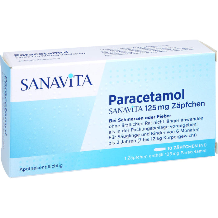 Paracetamol SANAVITA 125 mg Zäpfchen, 10 St. Zäpfchen