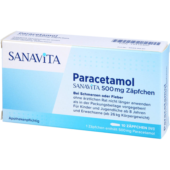 Paracetamol SANAVITA 500 mg Zäpfchen, 10 St. Zäpfchen