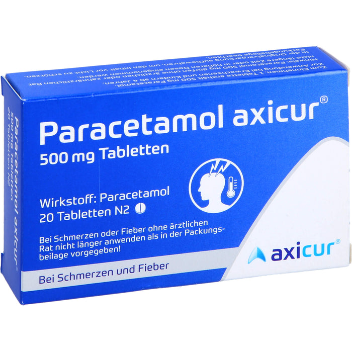 Paracetamol axicur 500 mg Tabletten Reimport axicorp, 20 St. Tabletten