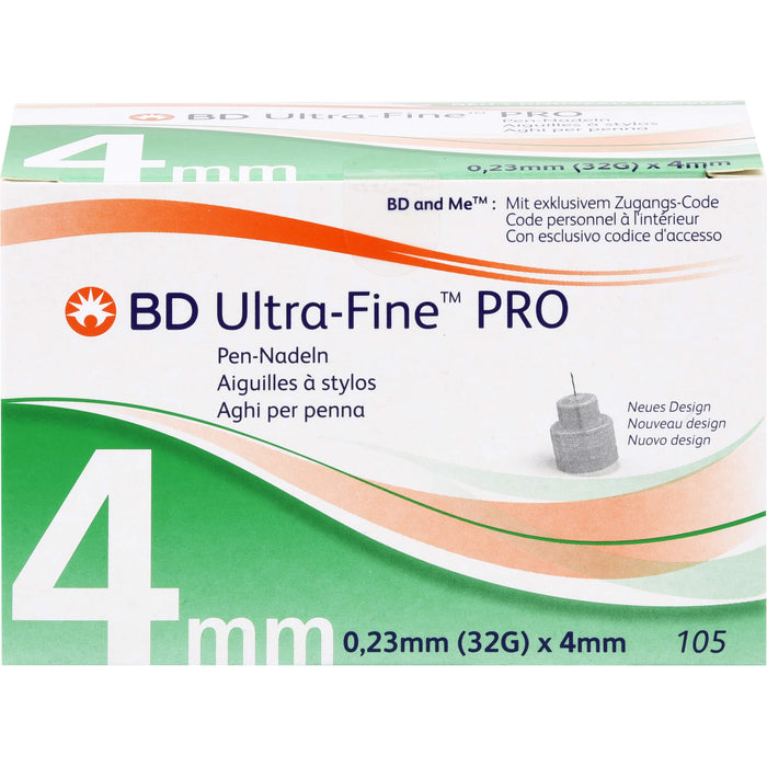 BD ULTRA-FINE PRO Pen-Nadeln 0,23 mm (32G) x 4 mm, 105 St. Kanülen