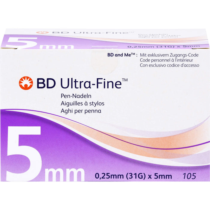 BD ULTRA-FINE Pen-Nadeln 0,25 mm (31G) x 5 mm, 105 St. Kanülen