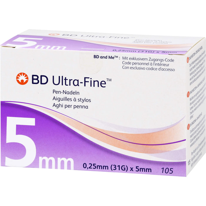 BD ULTRA-FINE Pen-Nadeln 0,25 mm (31G) x 5 mm, 105 St. Kanülen