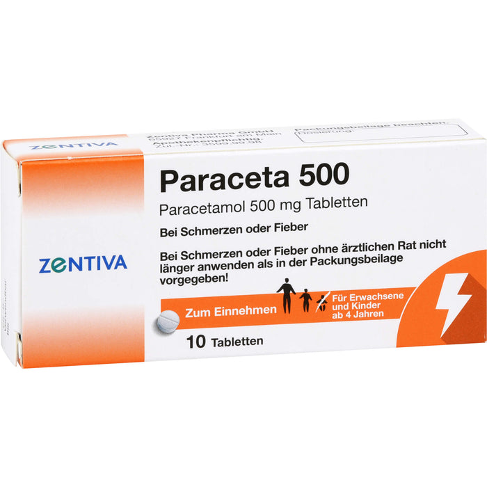 Zentiva Paraceta 500 Tabletten bei Schmerzen und Fieber, 10 St. Tabletten