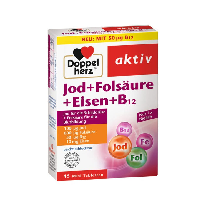 Doppelherz Jod+Folsäure+Eisen+B12 Tabletten, 45 St. Tabletten