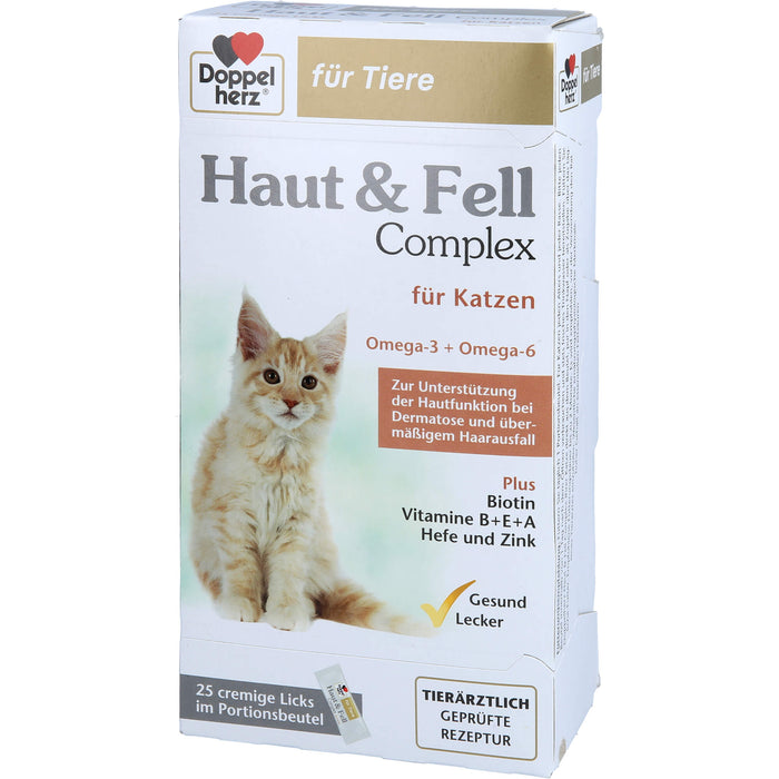 Doppelherz für Tiere Haut & Fell Complex cremige Licks für Katzen, 25 St. Sticks