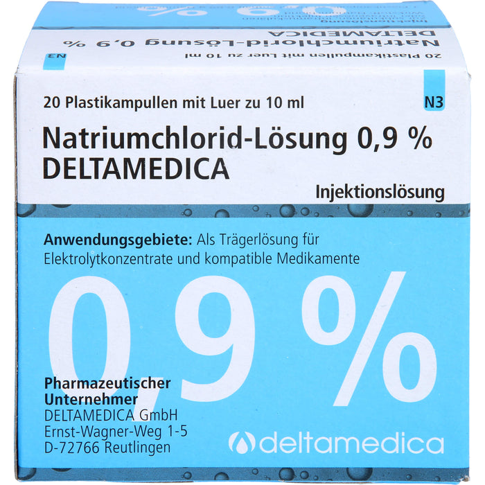 Natriumchlorid-Lösung 0,9 % Deltamedica, Injektionslösung, Luer Pl., 10 ml, 20X10 ml ILO