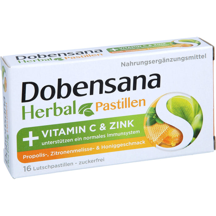 Dobensana Herbal Lutschpastillen mit Honiggeschmack Vitamin C Zink, 16 St. Pastillen