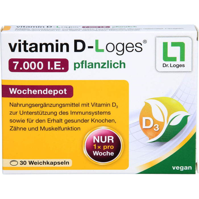 vitamin D-Loges 7.000 I.E. pflanzlich Weichkapseln, 30 St., 30 St. Kapseln