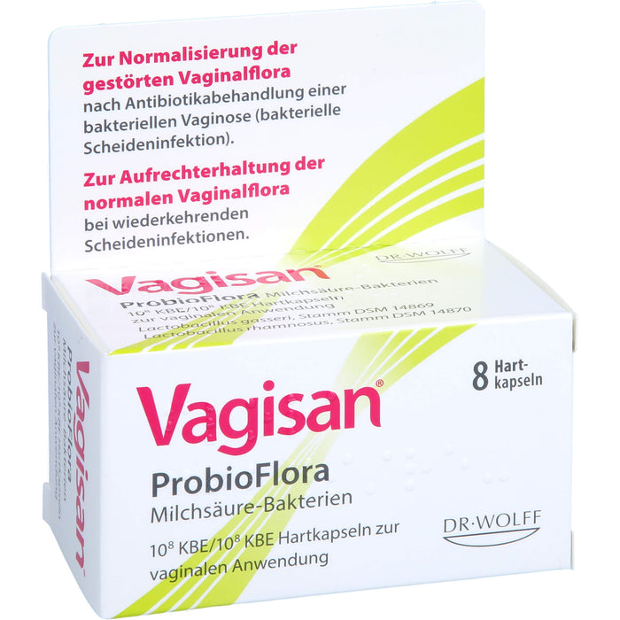 Vagisan ProbioFlora Milchsäure-Bakterien Hartkapseln ur Normalisierung der gestörten Scheidenflora nach Antibiotikabehandlung einer bakteriellen Vaginose, 8 St. Kapseln