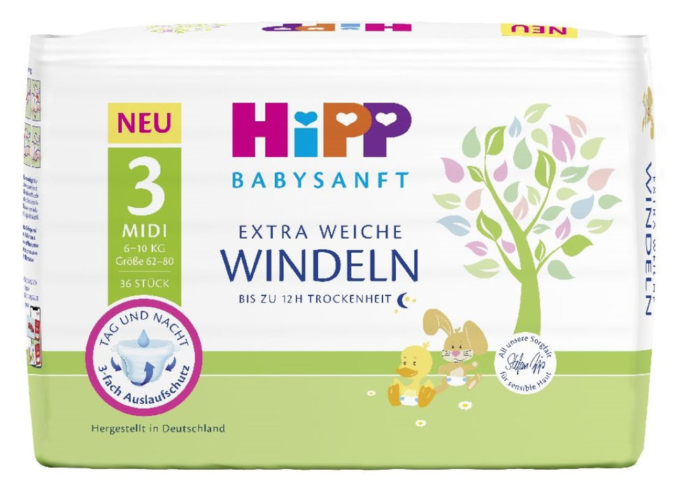 Hipp Babysanft midi Größe 3 extra weiche Windeln, 36 St. Windeln