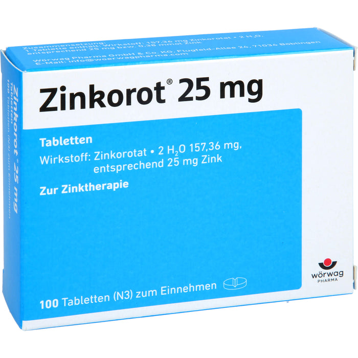 Zinkorot 25 mg Tabletten zur Zinktherapie, 100 St. Tabletten