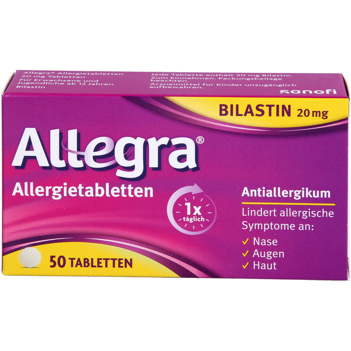 Allegra 20 mg Allergietabletten lindert allergische Symptome, 50 St. Tabletten