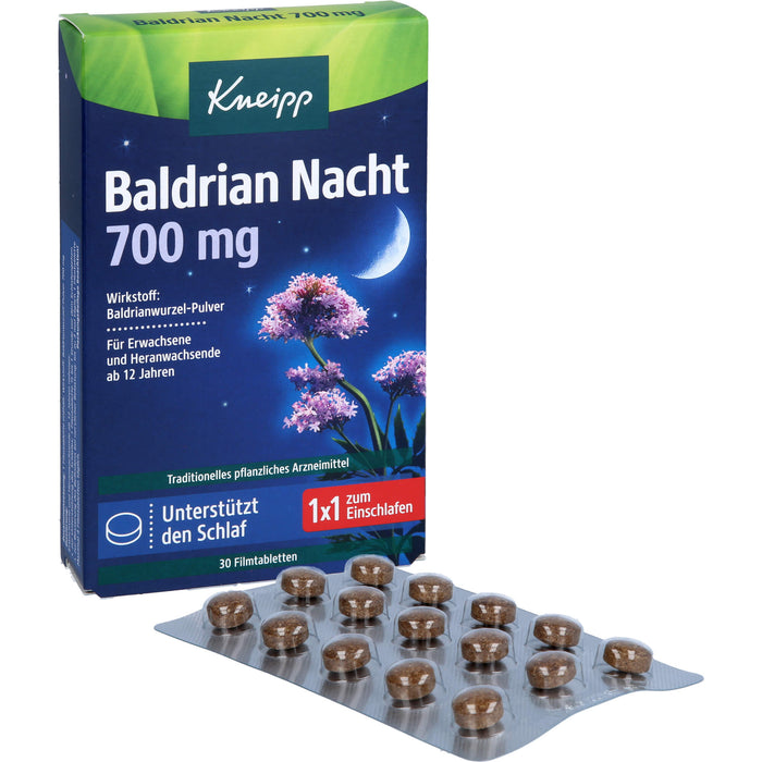 Kneipp Baldrian Nacht 700 mg Tabletten unterstützt den Schlaf, 30 St. Tabletten