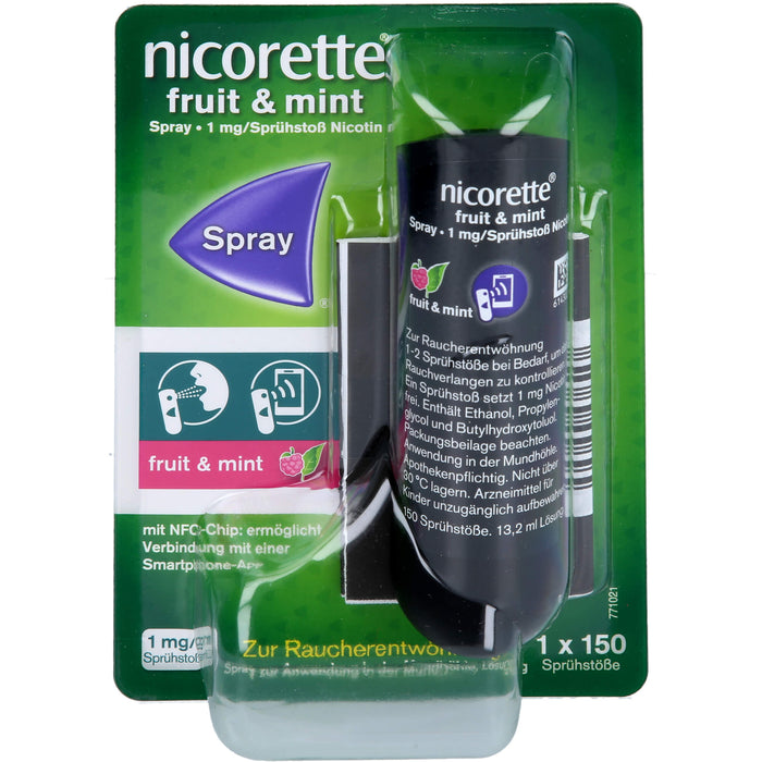 Nicorette Fruit & Mint Spray, 1 mg/Sprühstoß, Spray zur Anwendung in der Mundhöhle, Lösung, 1 St SPR