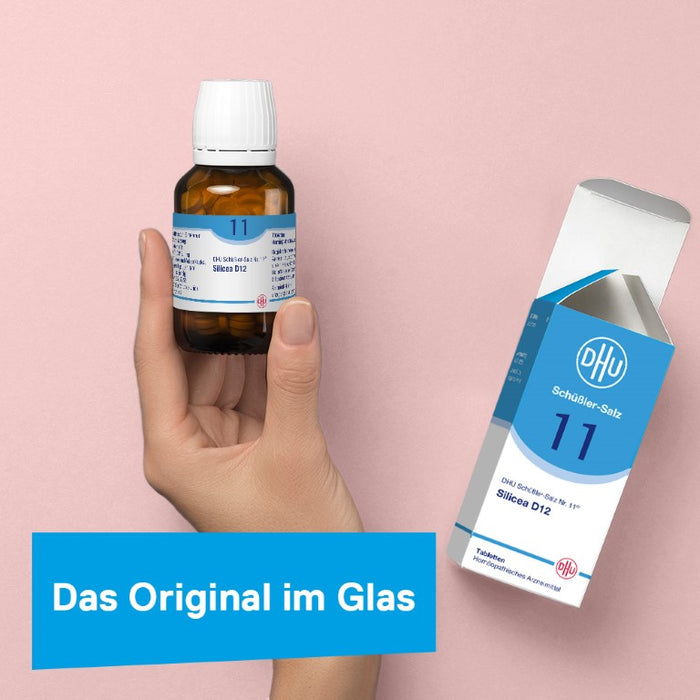 DHU Schüßler-Salz Nr. 11 Silicea D6 – Das Mineralsalz der Haare, der Haut und des Bindegewebes – das Original – umweltfreundlich im Arzneiglas, 420 St. Tabletten