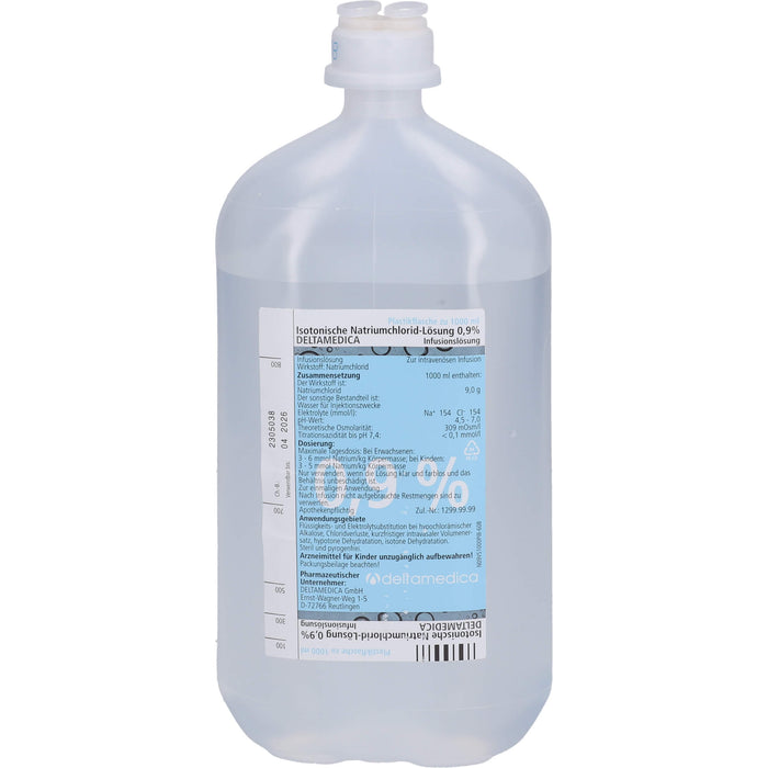 Isotonische Natriumchlorid-Lösung 0,9 % DELTAMEDICA Infusionslösung, Plastikfl. 1000 ml, 10X1000 ml INF