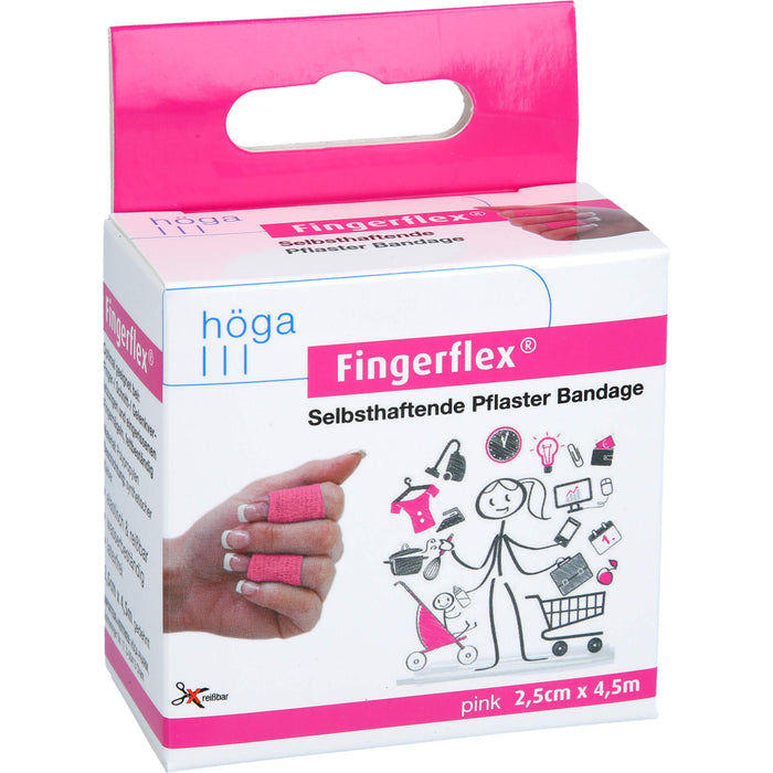 HÖGA-PHARM Fingerflex 2,5 cm x 4,5 m pinke selbsthaftende Pflaster, 1 St. Pflaster