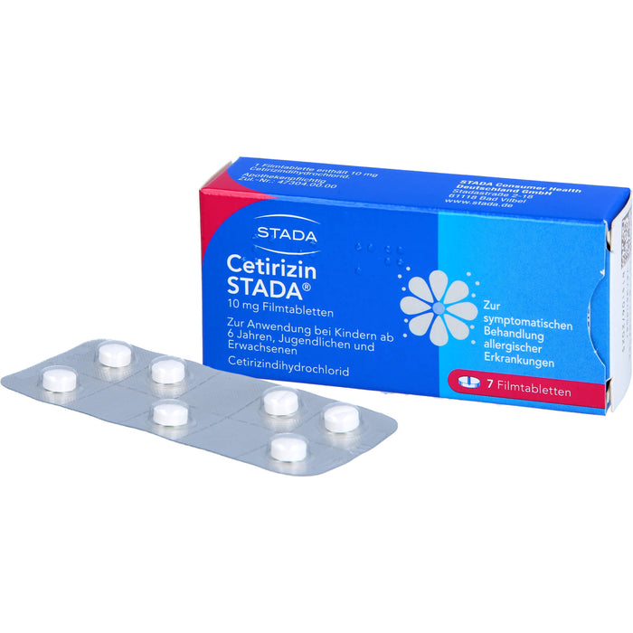 Cetirizin STADA 10 mg Filmtabletten zur symptomatischen Behandlung allergischer Erkrankungen, 7 St. Tabletten