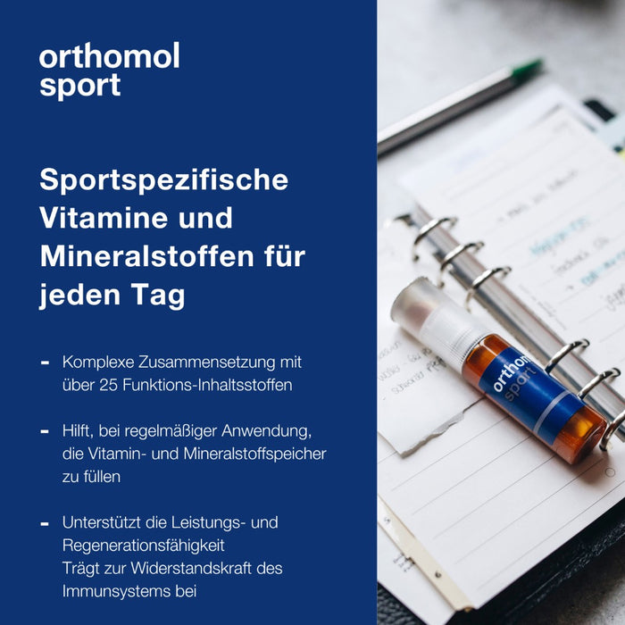 Orthomol Sport - Mikronährstoffe für sportliche Leistung - mit Magnesium, Vitamin D und B12 - Trinkampullen/Tabletten/Kapseln, 7 St. Tagesportionen