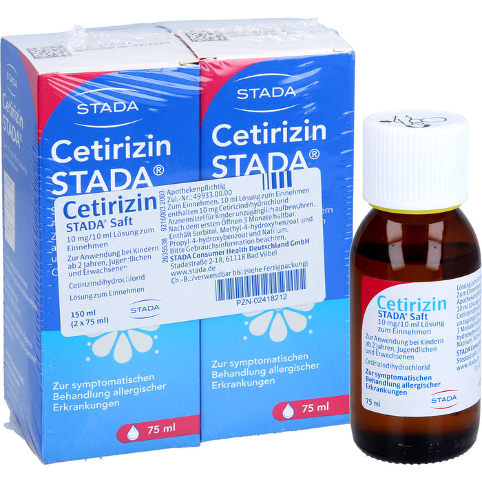 Cetirizin STADA Saft zur symptomatischen Behandlung allergischer Erkrankungen, 150 ml Lösung