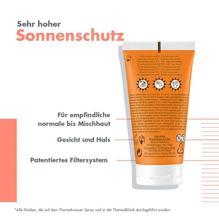 Avène Sonnenfluid ohne Duftstoffe 50+, 50 ml Emulsion