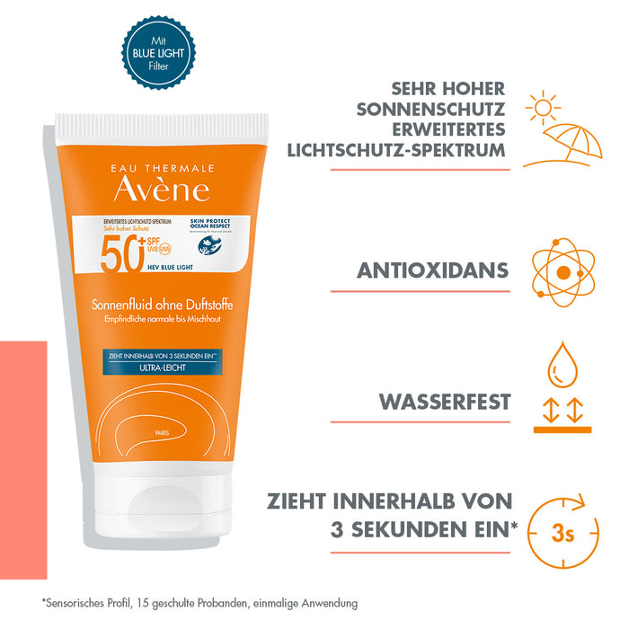 Avène Sonnenfluid ohne Duftstoffe 50+, 50 ml Emulsion