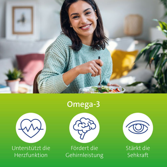 Omega-3 Hevert pflanzlich für eine gesunde Herzfunktion, Gehirnleistung und Sehkraft, 120 St. Kapseln