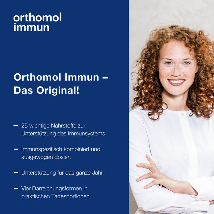 Orthomol Immun - Mikronährstoffe zur Unterstützung des Immunsystems - mit Vitamin C, Vitamin D und Zink - Menthol-Himbeere - Direktgranulat, 30 St. Tagesportionen