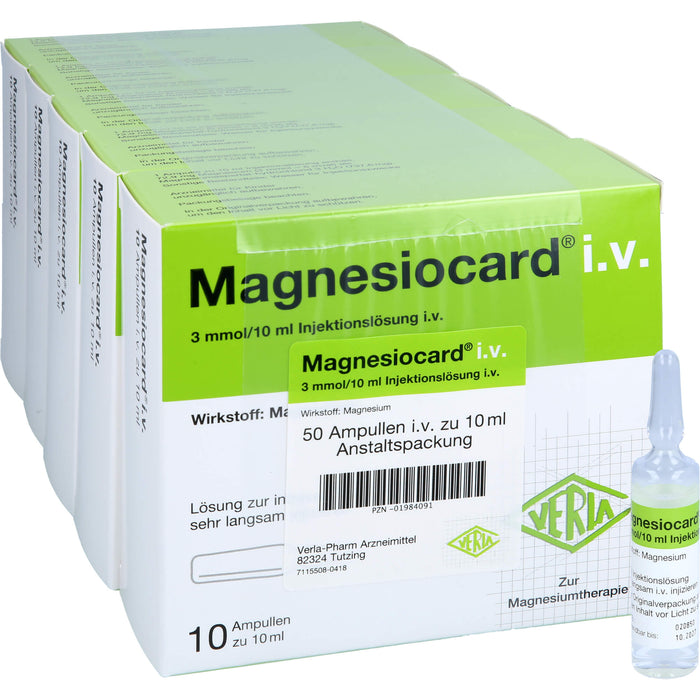 VERLA Magnesiocard i.v. Injektionslösung zur Magnesiumtherapie, 50 St. Ampullen