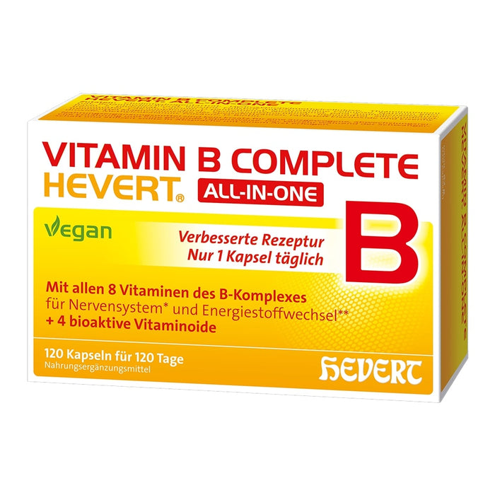 Vitamin B Complete Hevert All-in-One mit allen 8 Vitaminen des B-Komplexes und 4 bioaktiven Vitaminoiden, 120 St. Kapseln