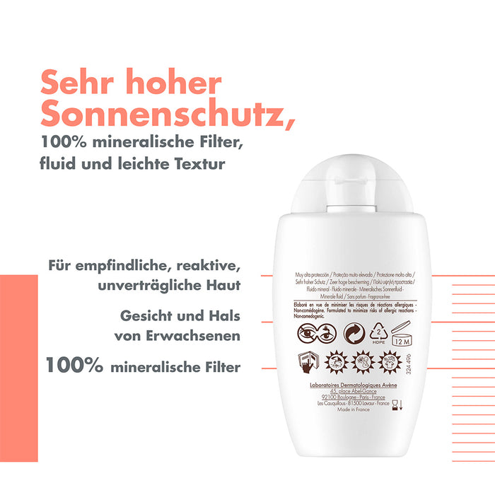 Avène Mineralisches Sonnenfluid SPF50+ ungetönt, 40 ml Lösung