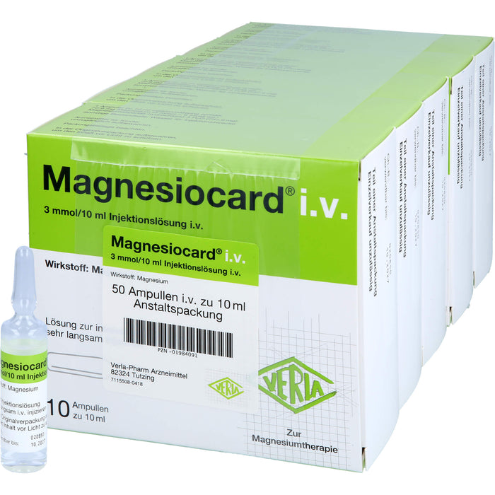 VERLA Magnesiocard i.v. Injektionslösung zur Magnesiumtherapie, 50 St. Ampullen