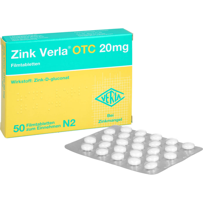 VERLA Zink Verla OTC 20 mg Filmtabletten, 50 St. Tabletten